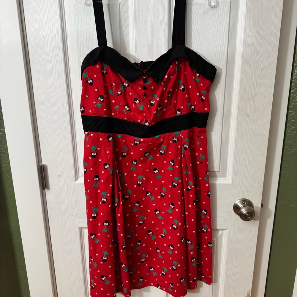 Disney Red and Black Midi Dress with Character Design